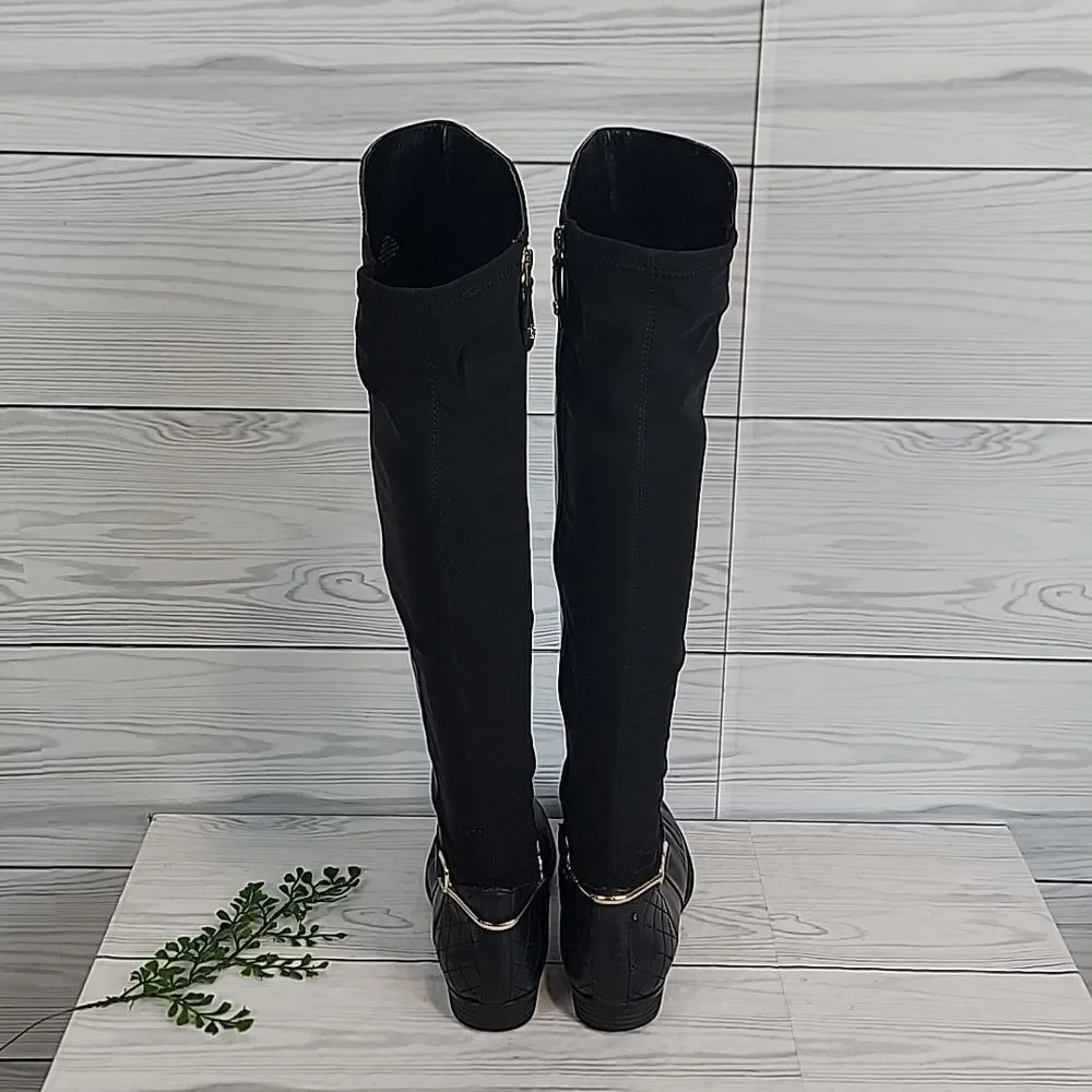 Isacc Mitzrah Imtory Black Knee-High Leather Boots Womens Size 7